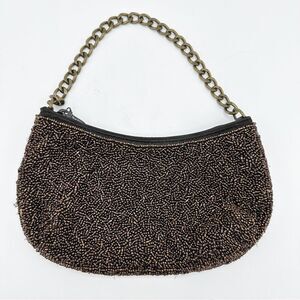 Banana Republic Brown Metallic Copper Beaded Mini Bag w/Chain Handle‎